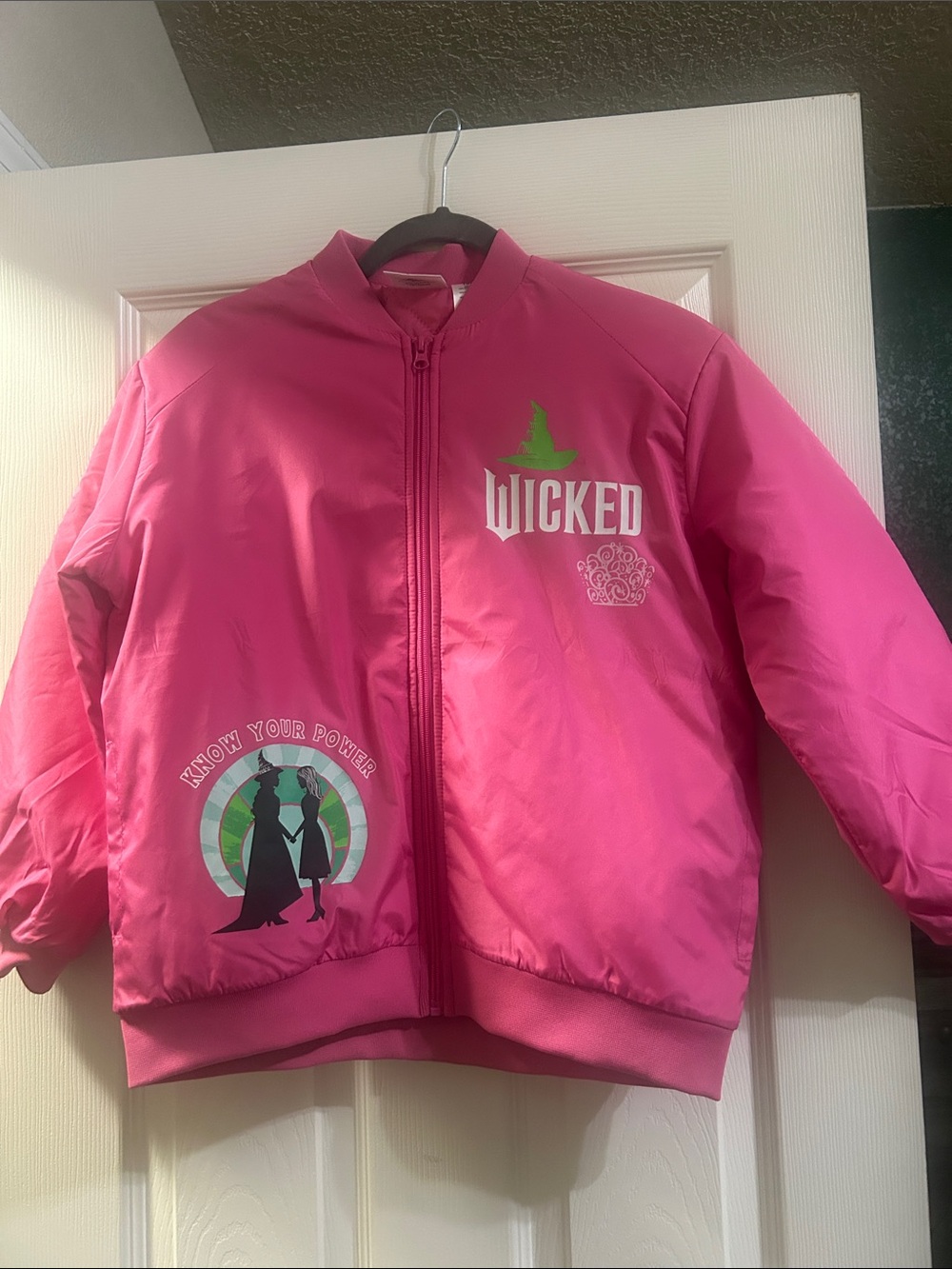 Girls Wicked Logo Pink Bomber Jacket
